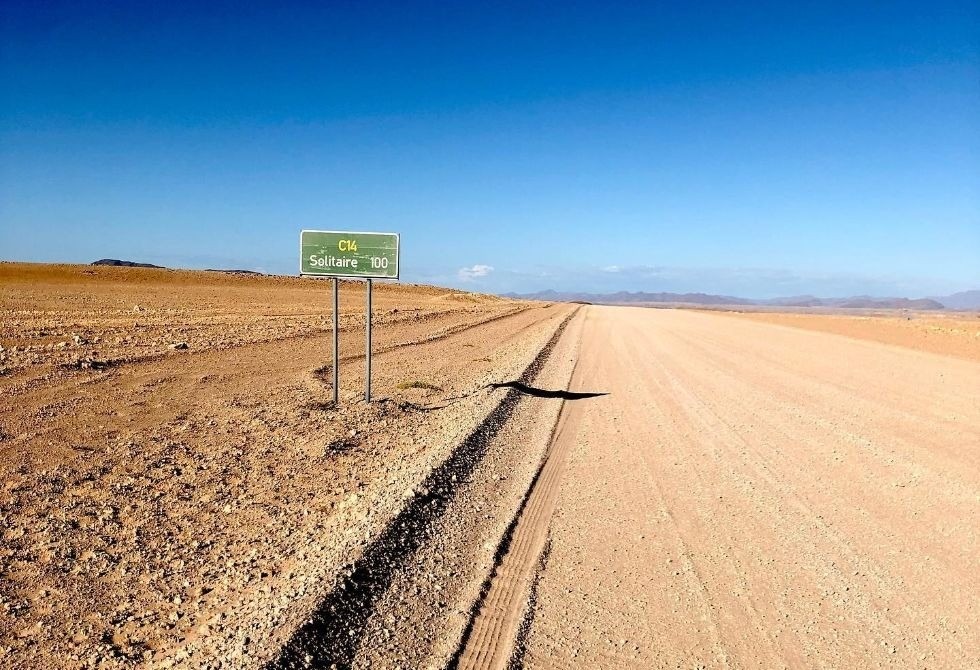 Where It All Began - Namibia & Okavango Overlanding 4x4 Adventure - Namib-Naukluft Park - C14 Solitaire Landmark on Desert Road