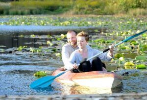 Where It All Began - Western Cape Off-Road Cycling Adventure - Greyton - Hemelsbreed Farm - Couple in Boat on Lake