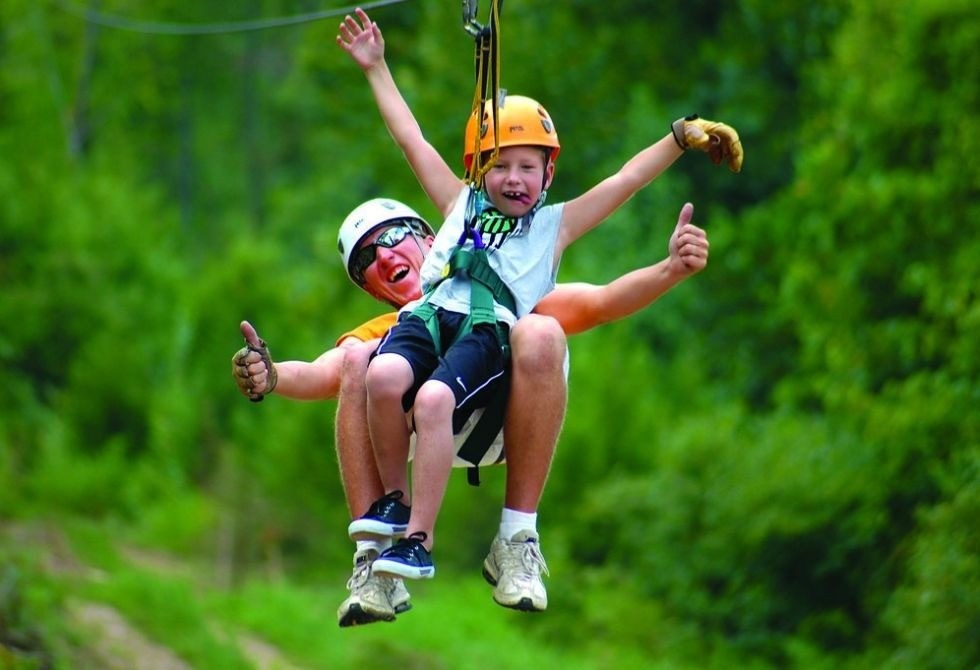 Where It All Began - Zimbabwe Canoeing Safari - Victoria Falls - Victoria Falls River Lodge - Father and Child Ziplining