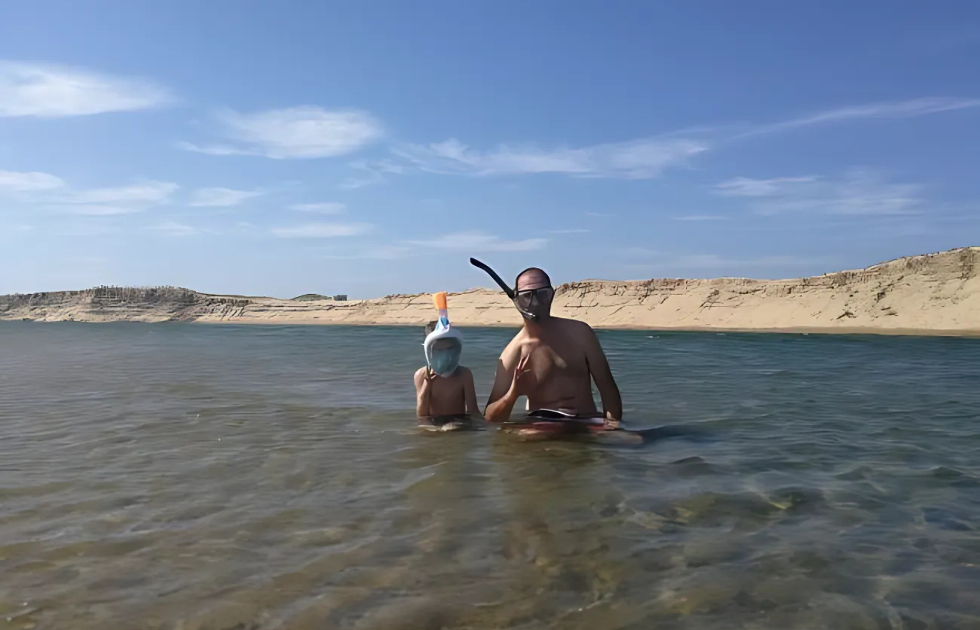 S050 - IT1 - Father and Son Snorkelling Where It All Began - Journeys - Tropical African Lake and Forrest Slackpacking Adventure - Father and Son Snorkelling